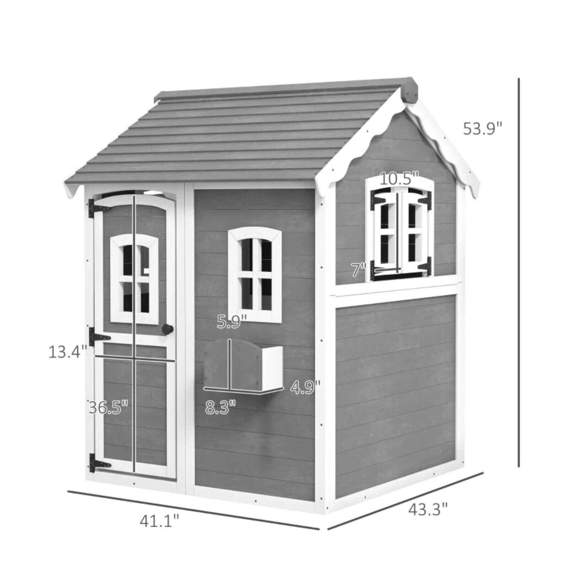 Outsunny Outdoor Wooden Playhouse for Kids Gray