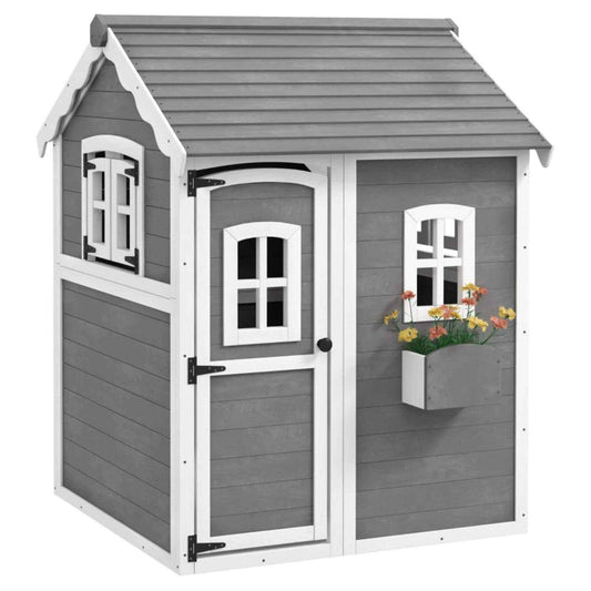 Outsunny Outdoor Wooden Playhouse for Kids Gray