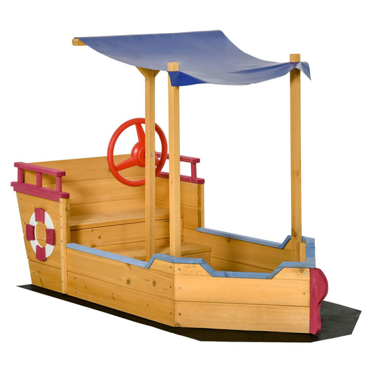 Outsunny Pirate Ship Sandbox - Orange