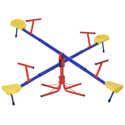 Outsunny Kids 4 Seater Seesaw Swivel Teeter Totter