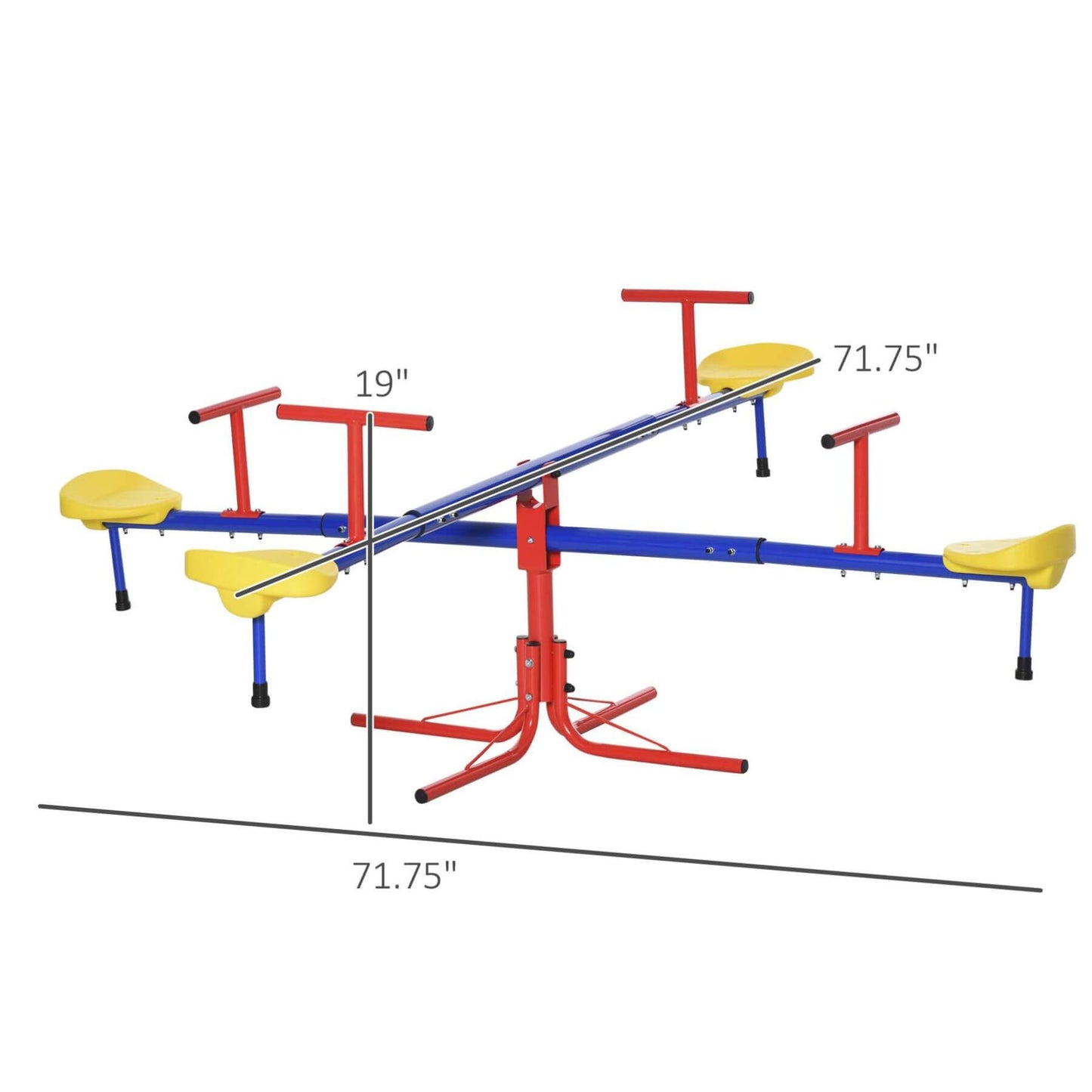 Outsunny Kids 4 Seater Seesaw Swivel Teeter Totter with diensions