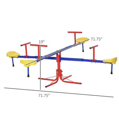 Outsunny Kids 4 Seater Seesaw Swivel Teeter Totter with diensions