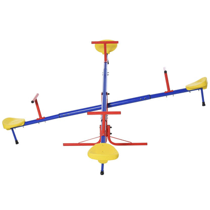 Outsunny Kids 4 Seater Seesaw Swivel Teeter Totter