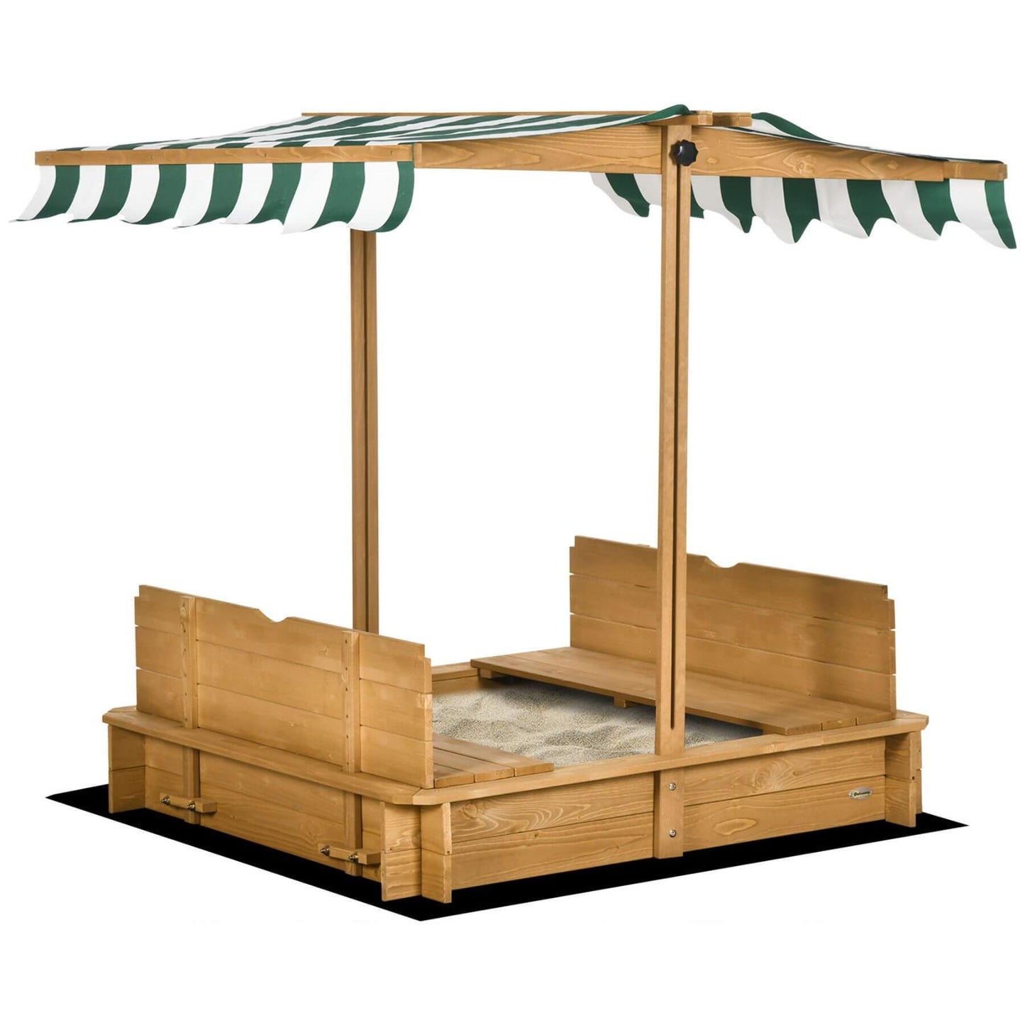 Outsunny Wooden Kids Sandbox with Canopy - Green