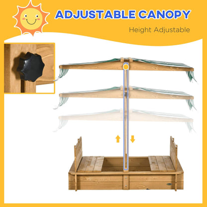 Outsunny Wooden Kids Sandbox with Canopy - Green