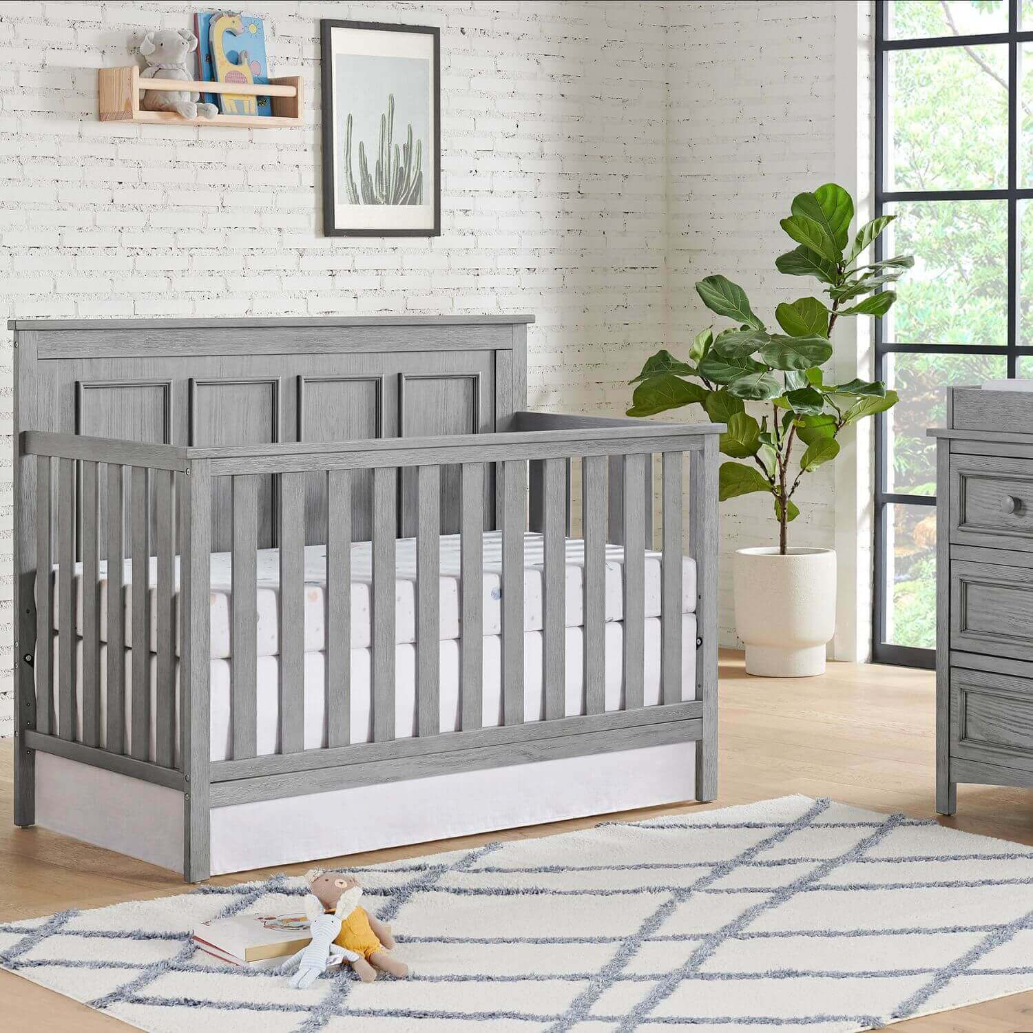Oxford Baby Bennett 4-in-1 Convertible Crib | Rustic Gray