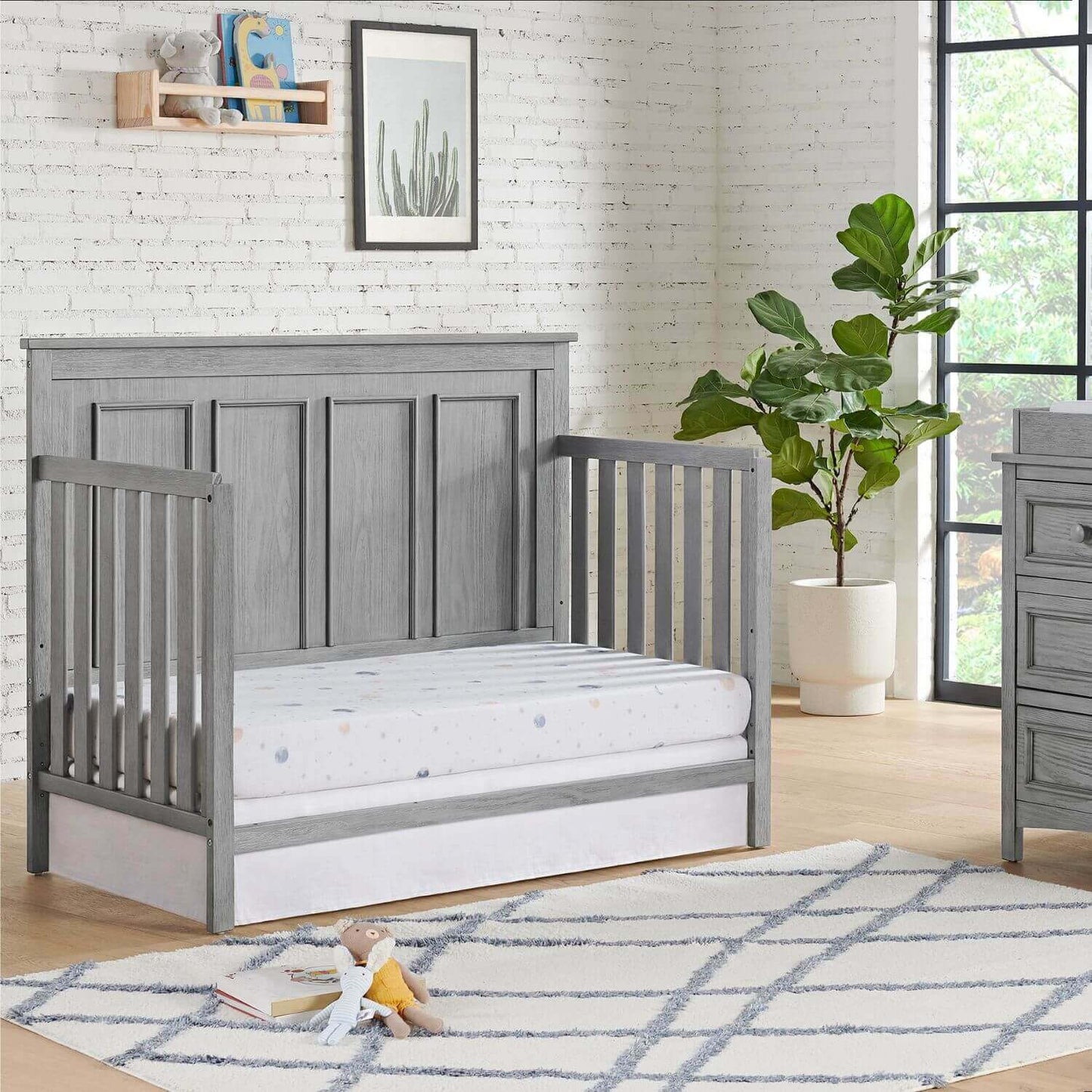 Oxford Baby Bennett 4-in-1 Convertible Crib | Rustic Gray