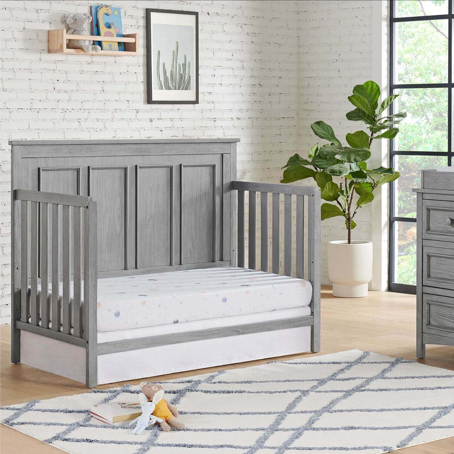 Oxford Baby Bennett 4-in-1 Convertible Crib | Rustic Gray