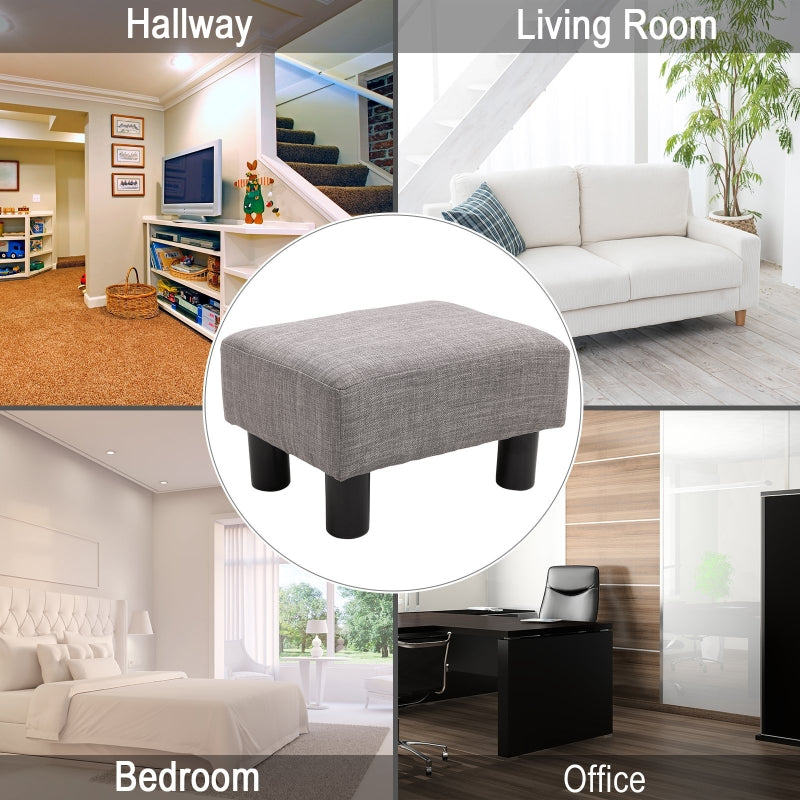 HOMCOM 16" Cube Linen Fabric Pouf Ottoman - Gray | Modern Footrest