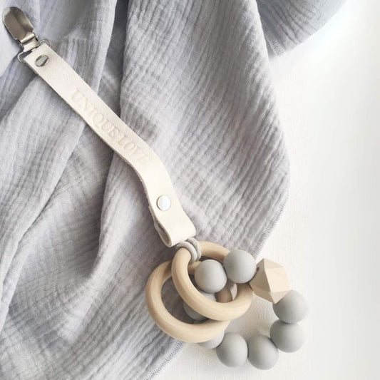 Unique Love Design Pacifier Strap Leather Sea Shell White