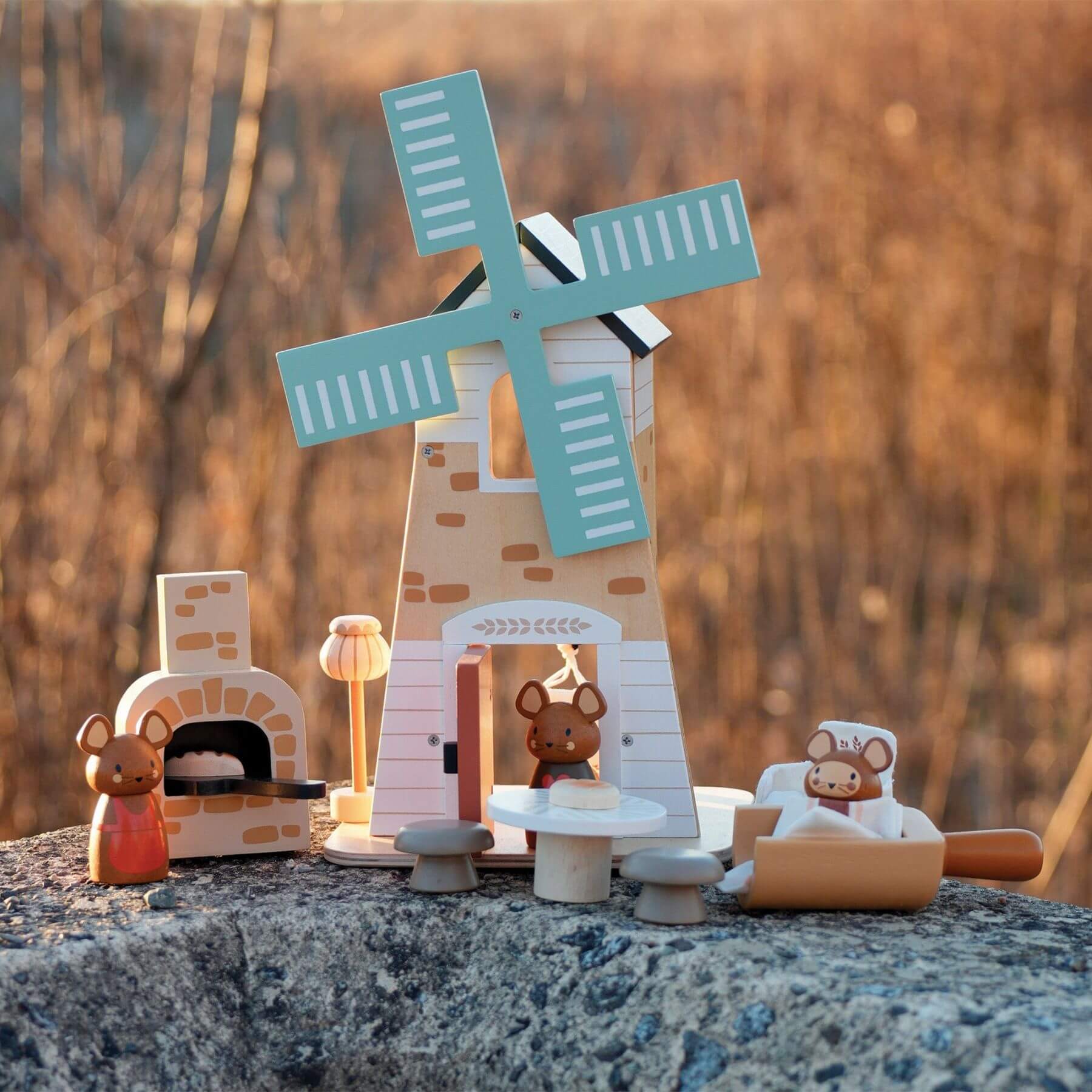 Tender Leaf Penny Windmill on stone