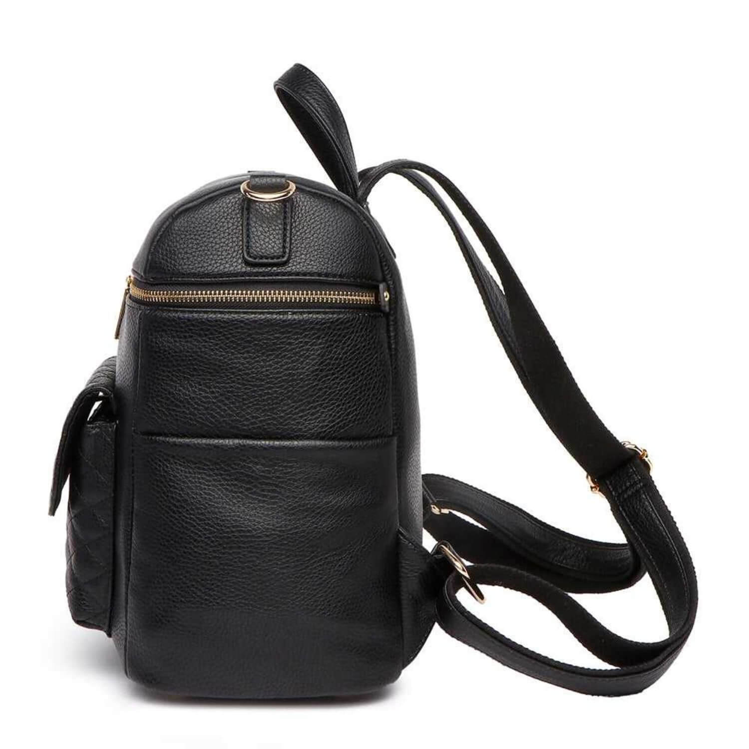 Side View of Luli Bebé Petit Monaco Diaper Bag | Ebony Black