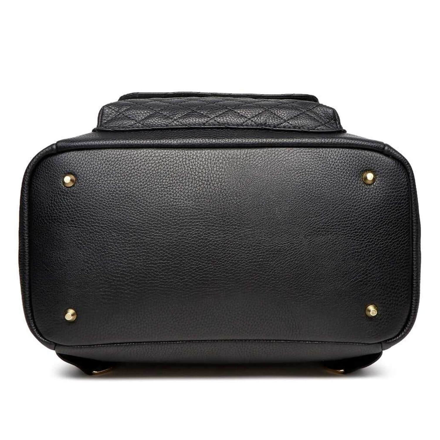 Bottom View of Luli Bebé Petit Monaco Diaper Bag | Ebony Black
