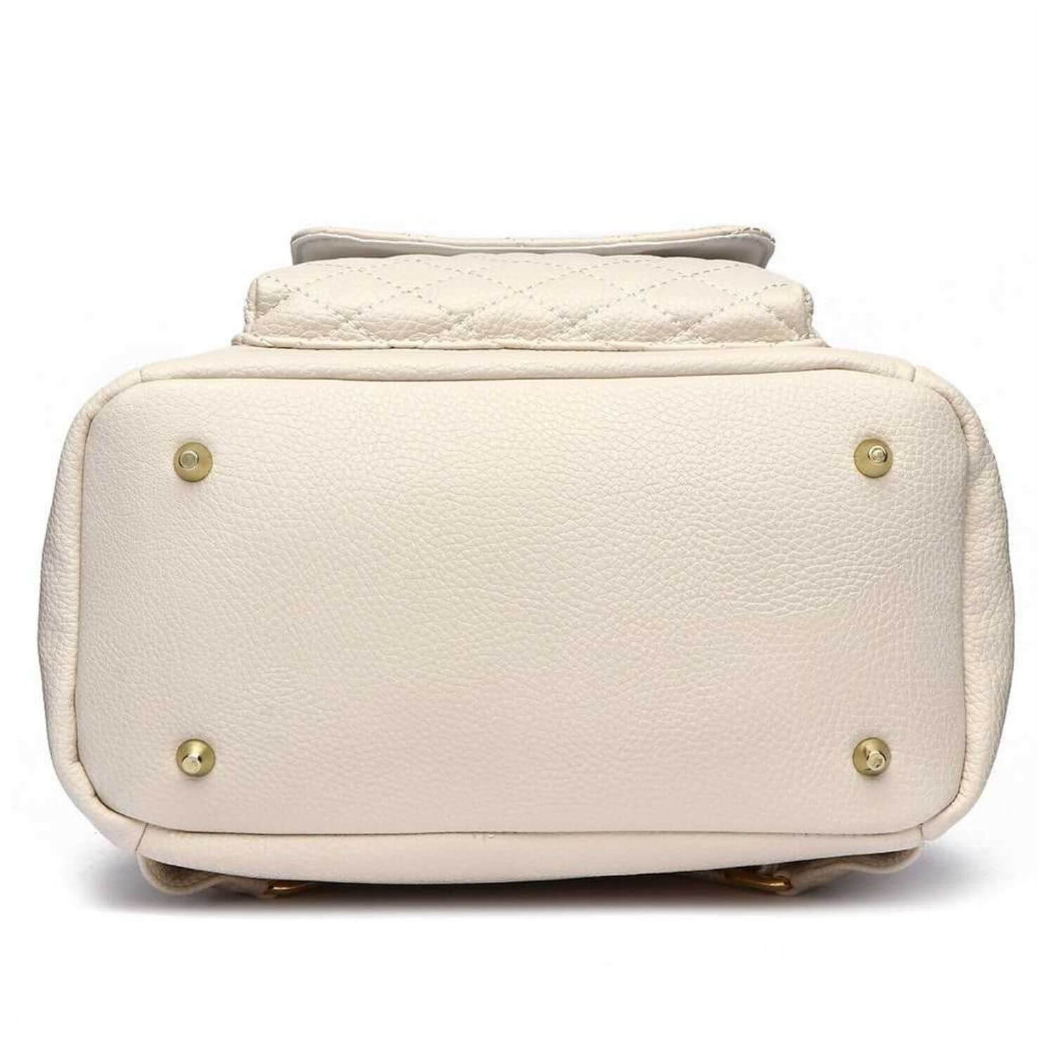 Bottom View of Luli Bebé Petit Monaco Diaper Bag | Pearl White