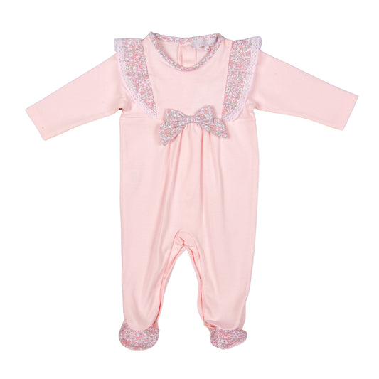 Bebe Sweeny PETITE FLEUR | Pink Cotton Floral Frilled Babygrow