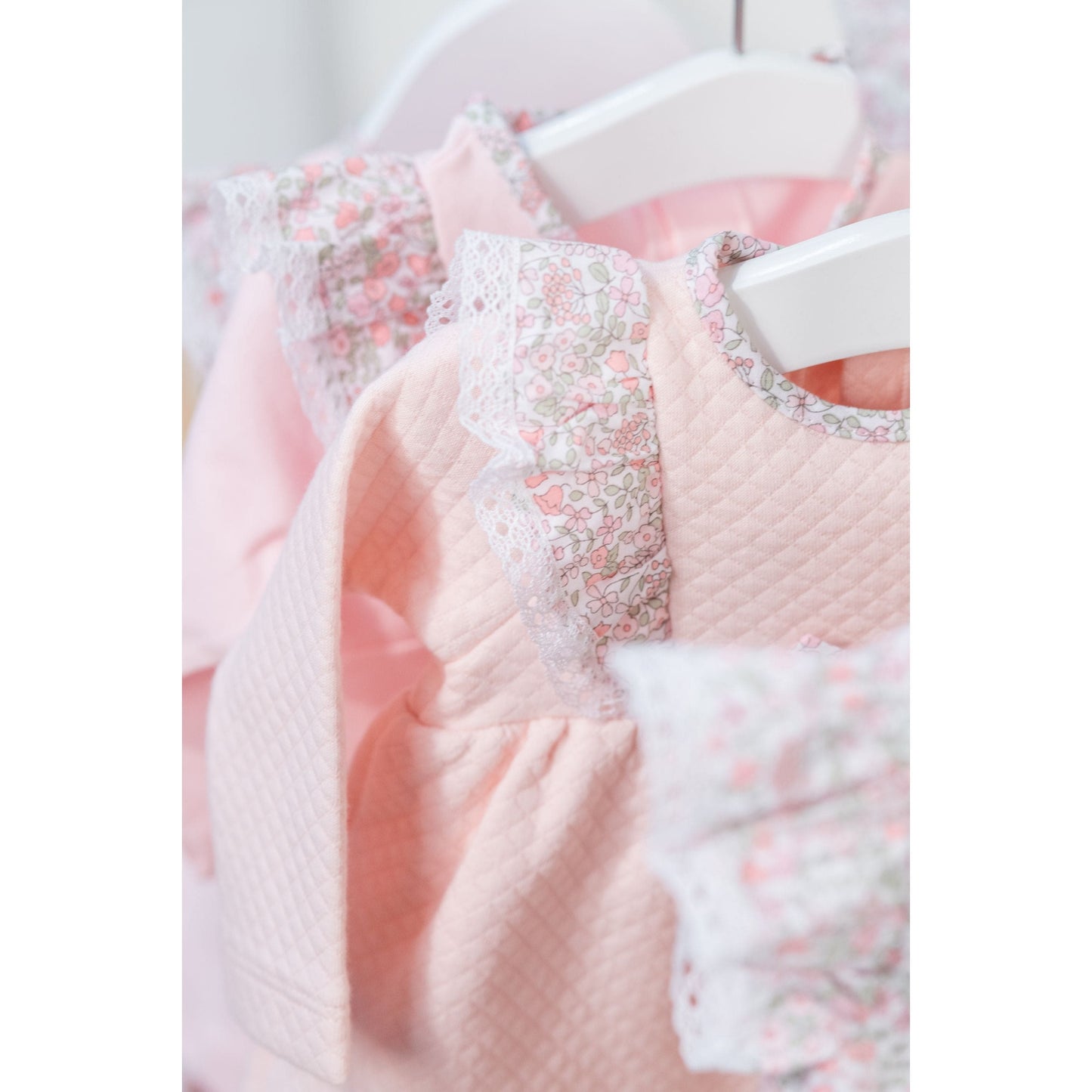 Bebe Sweeny PETITE FLEUR | Pink Cotton Floral Frilled Babygrow