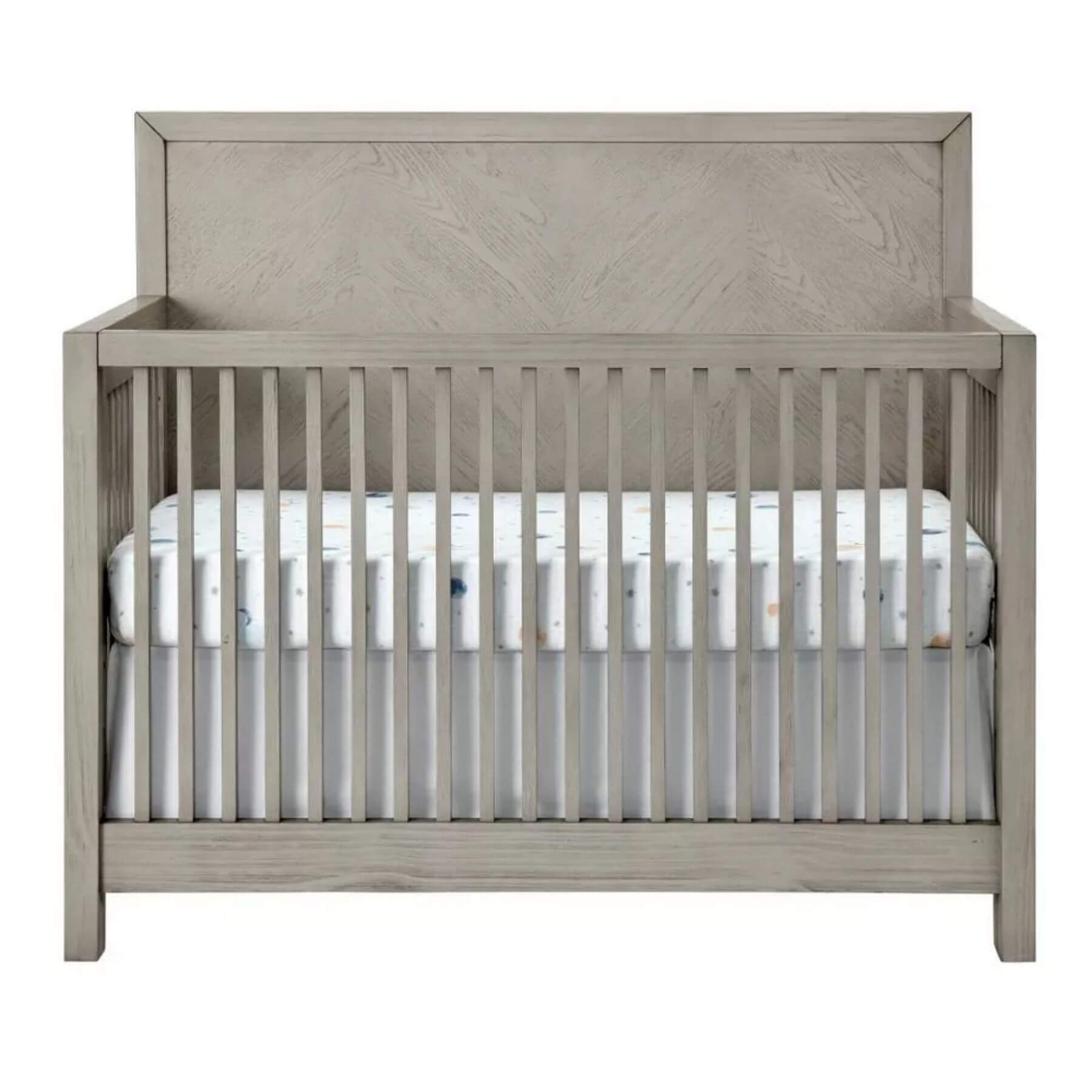 Front View of Oxford Baby Phoenix 4 In 1 Convertible Crib Weathered Oak