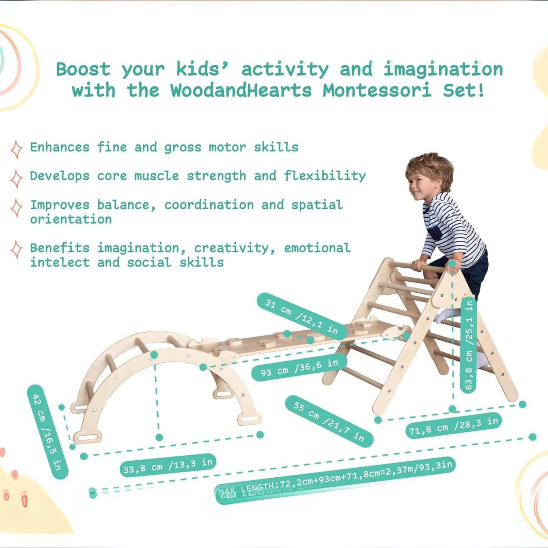 Detail of WoodandHearts Pickler-3 Piece Climbing Indoor Gym