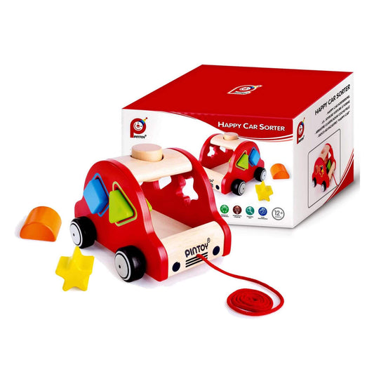 PinToy Happy Car Sorter Pull Along Toy