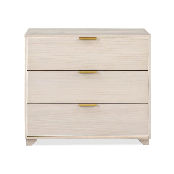 Front View of Pixie 3 Drawer Dresser in Washed Natural