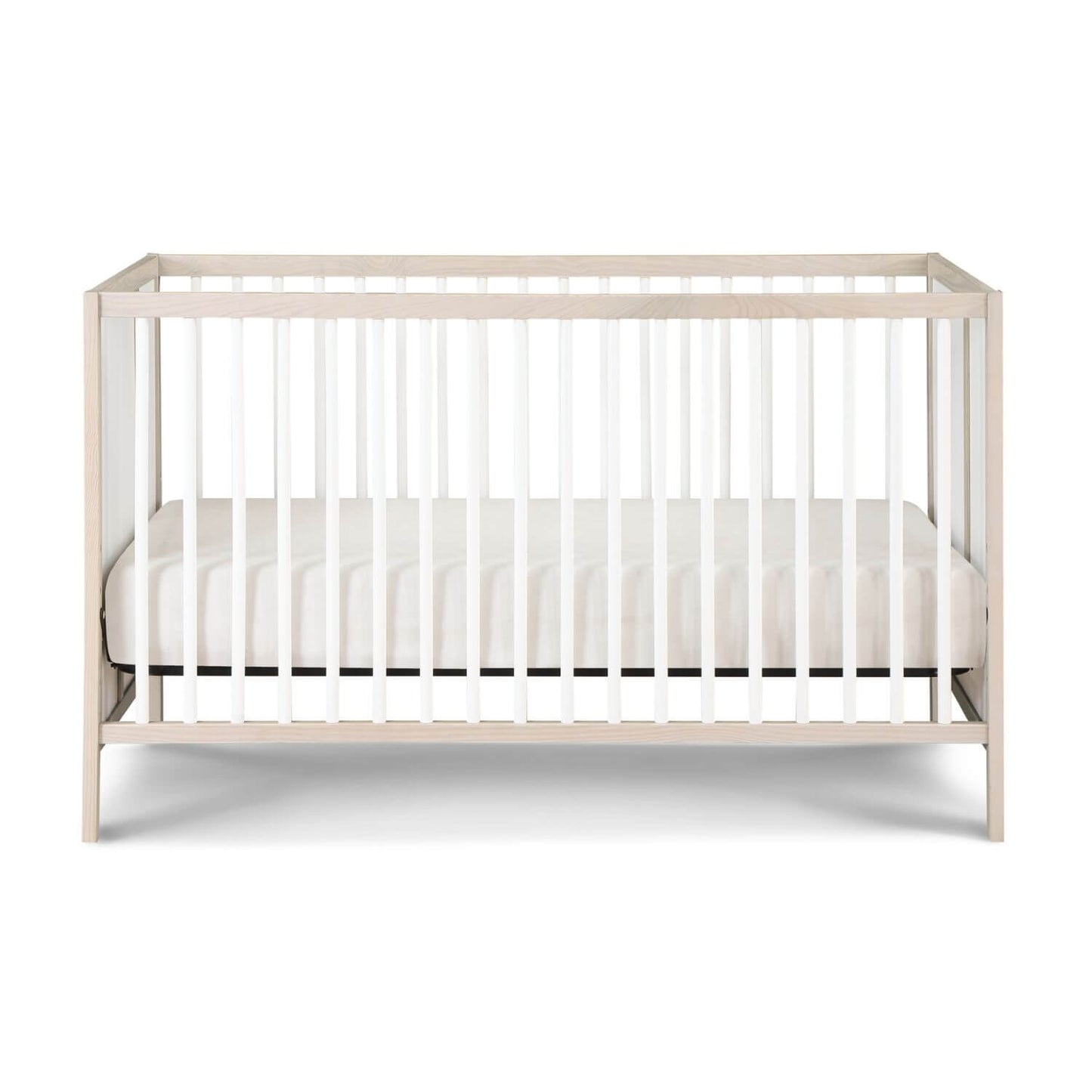 Front View of Pixie Finn 3-in-1 Crib in Washed Natural/White