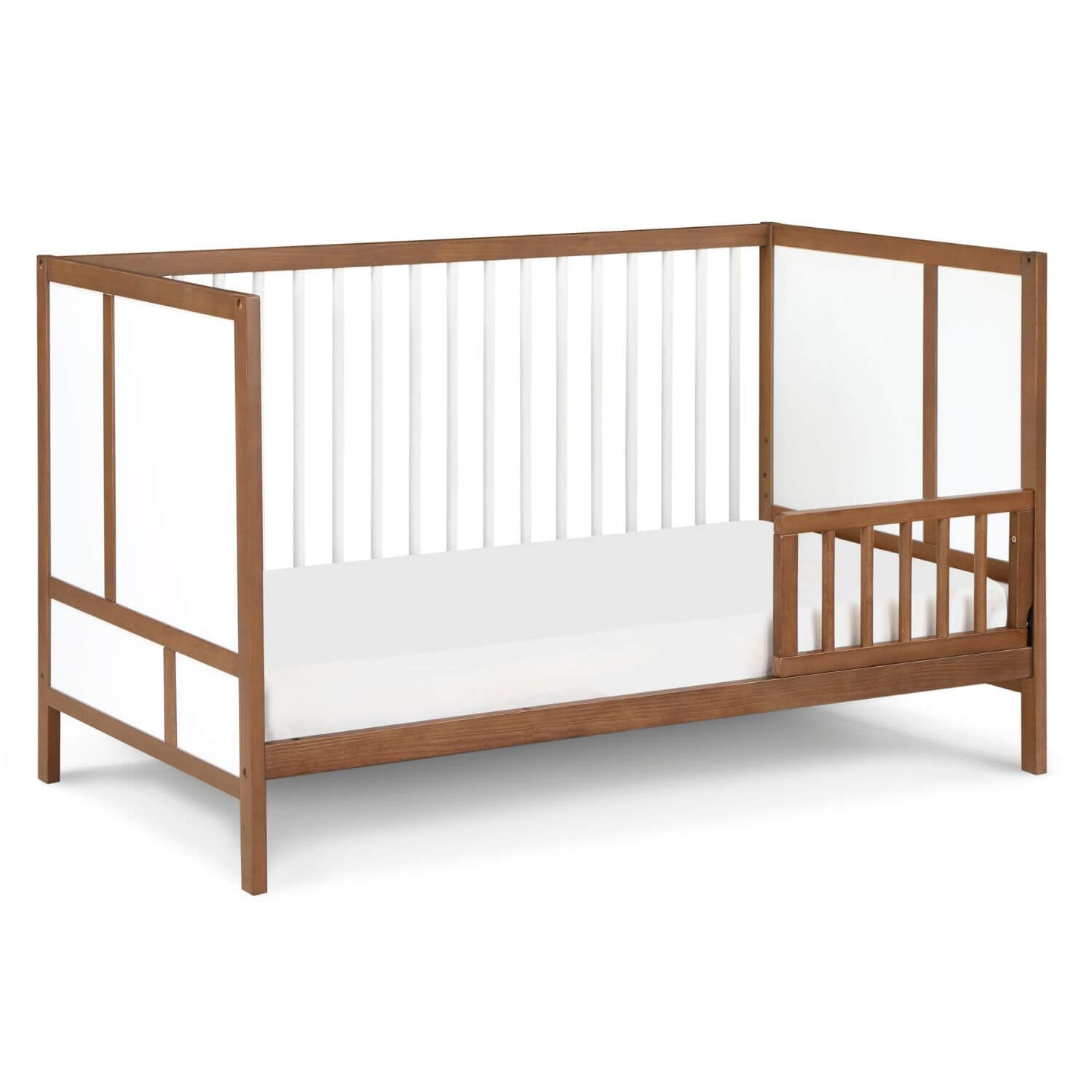 Pixie Finn Toddler Bed in Walnut/White