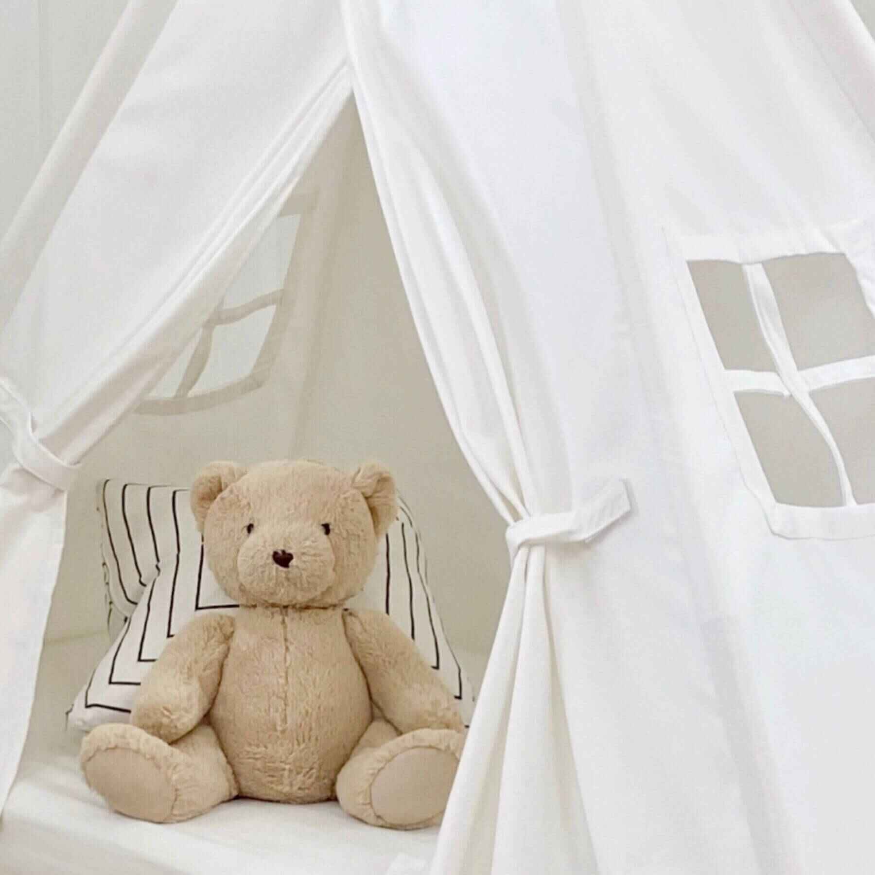 Detail of Domestic Objects Play Tent Canopy With Doors, White, Crib