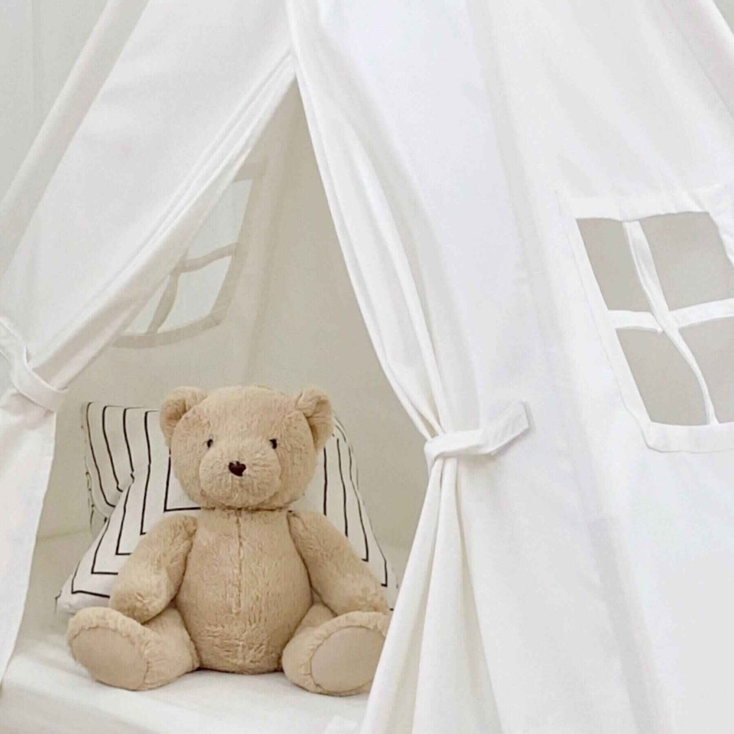 Detail of Domestic Objects Play Tent Canopy With Doors, White, Crib