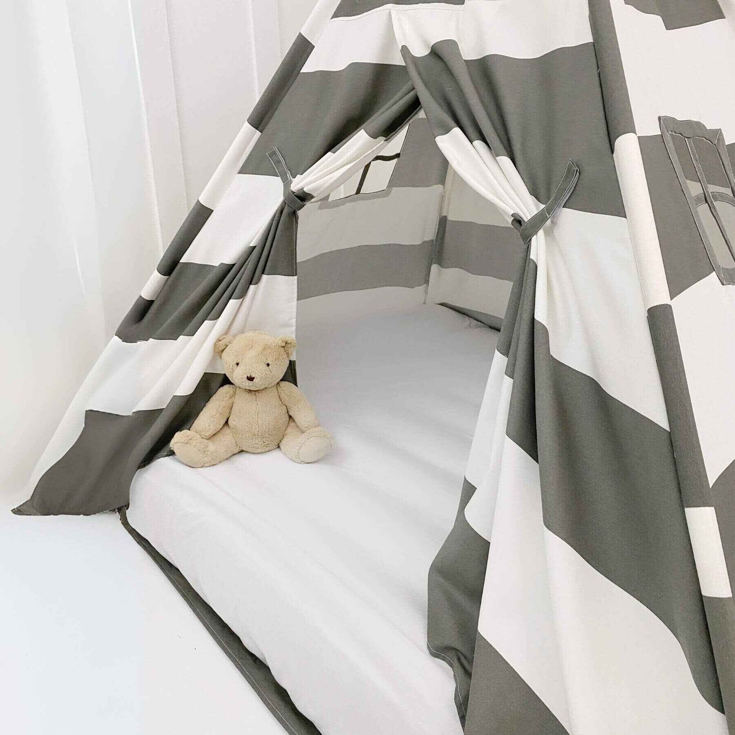 Detail of Domestic Objects Play Tent Canopy With Doors, Grey, Double