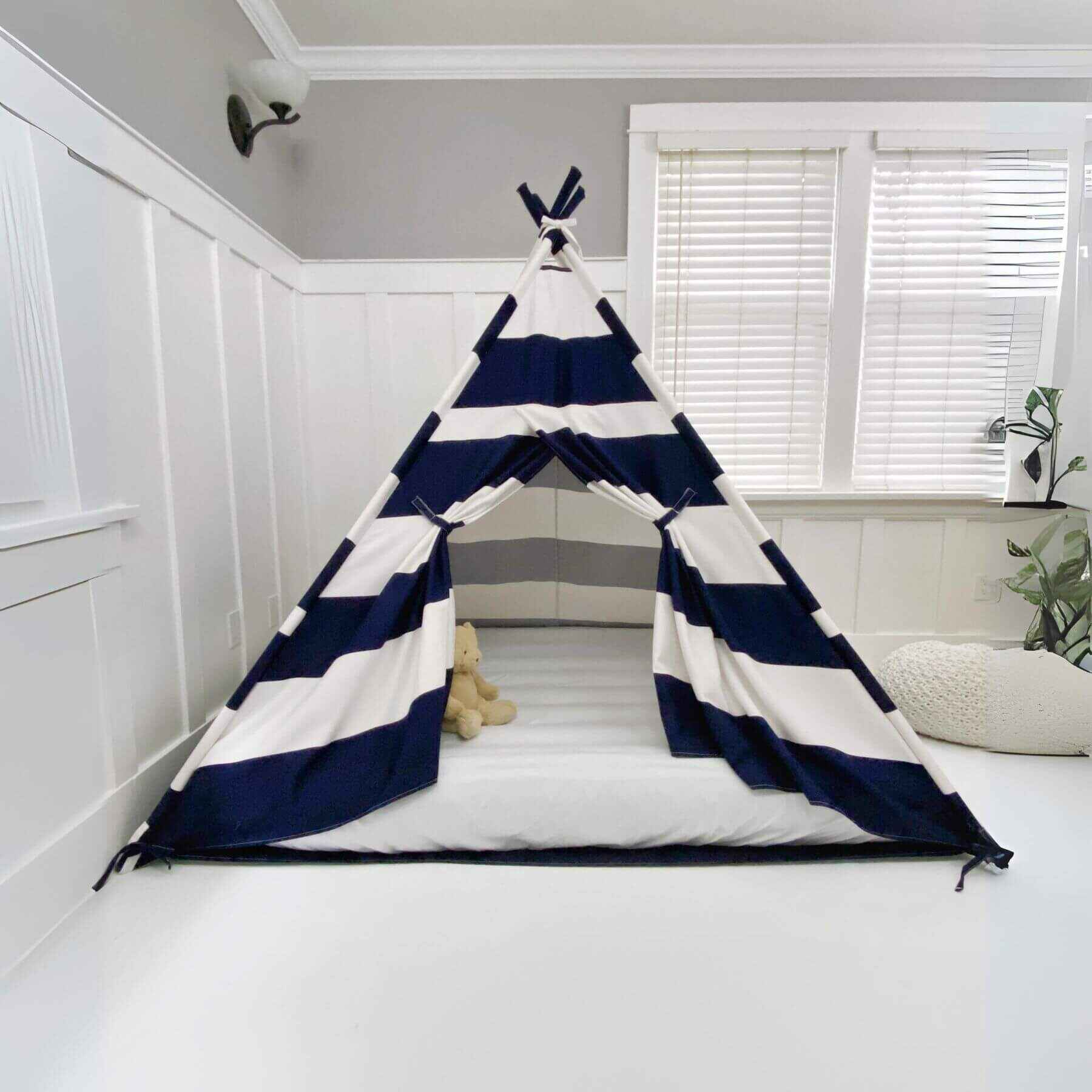 Domestic Objects Play Tent Canopy With Doors, Navy, Double