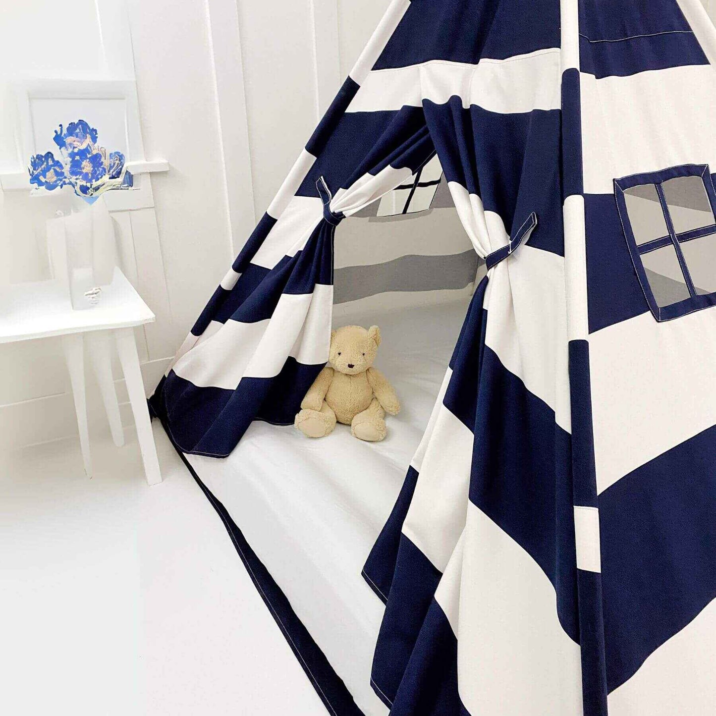 Detail of Domestic Objects Play Tent Canopy With Doors, Navy, Double