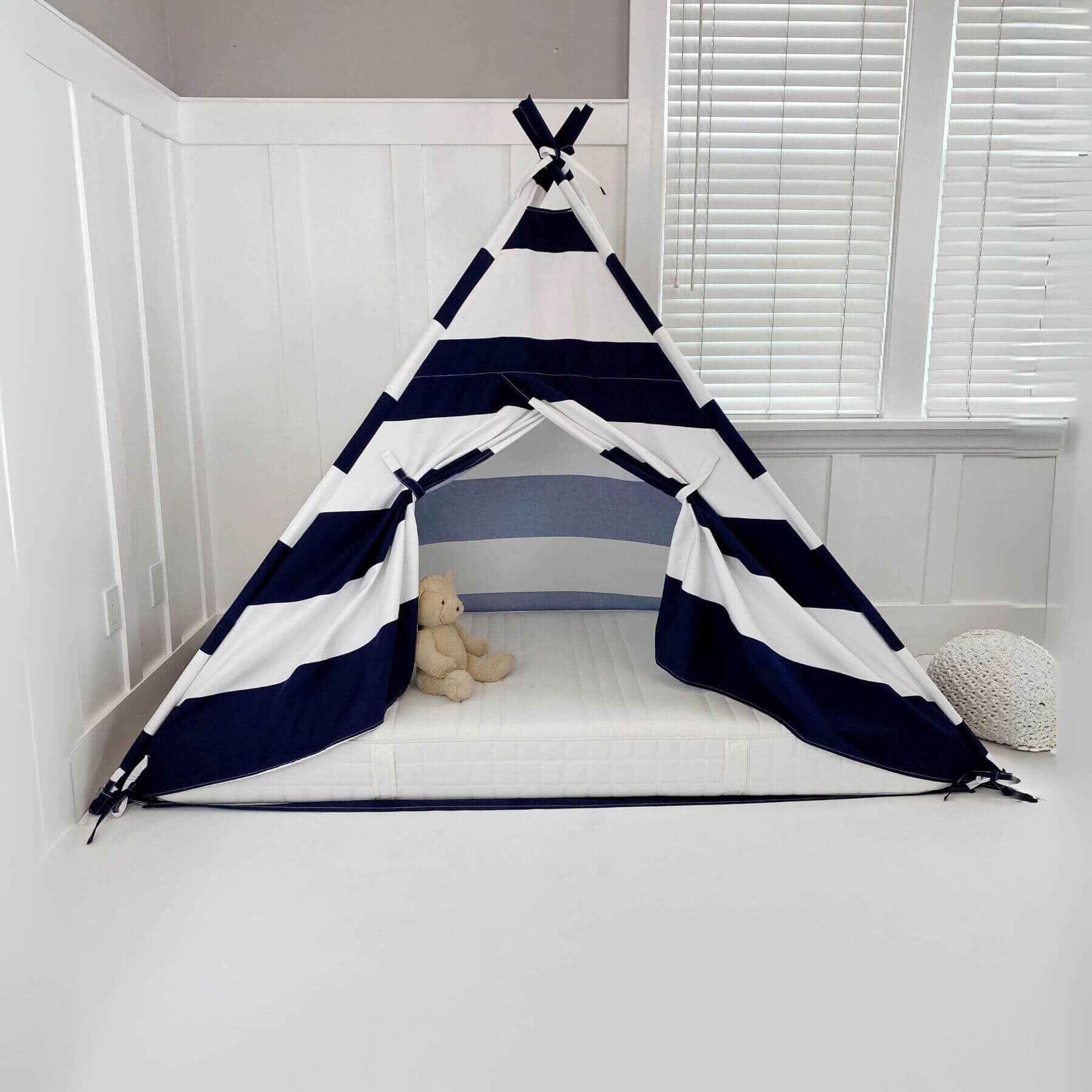 Domestic Objects Play Tent Canopy With Doors, Navy, Twin