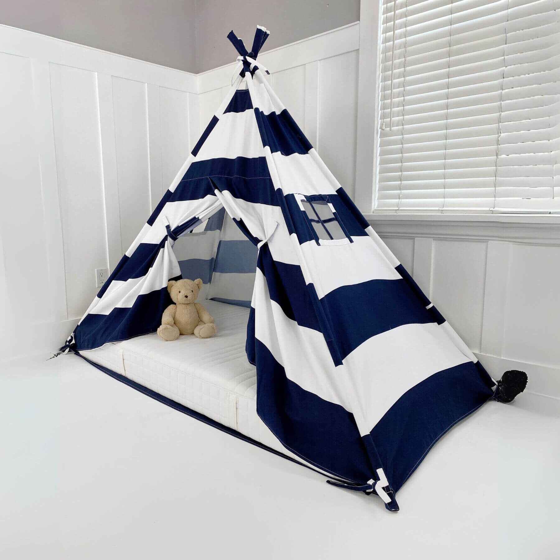 Domestic Objects Play Tent Canopy With Doors, Navy, Twin