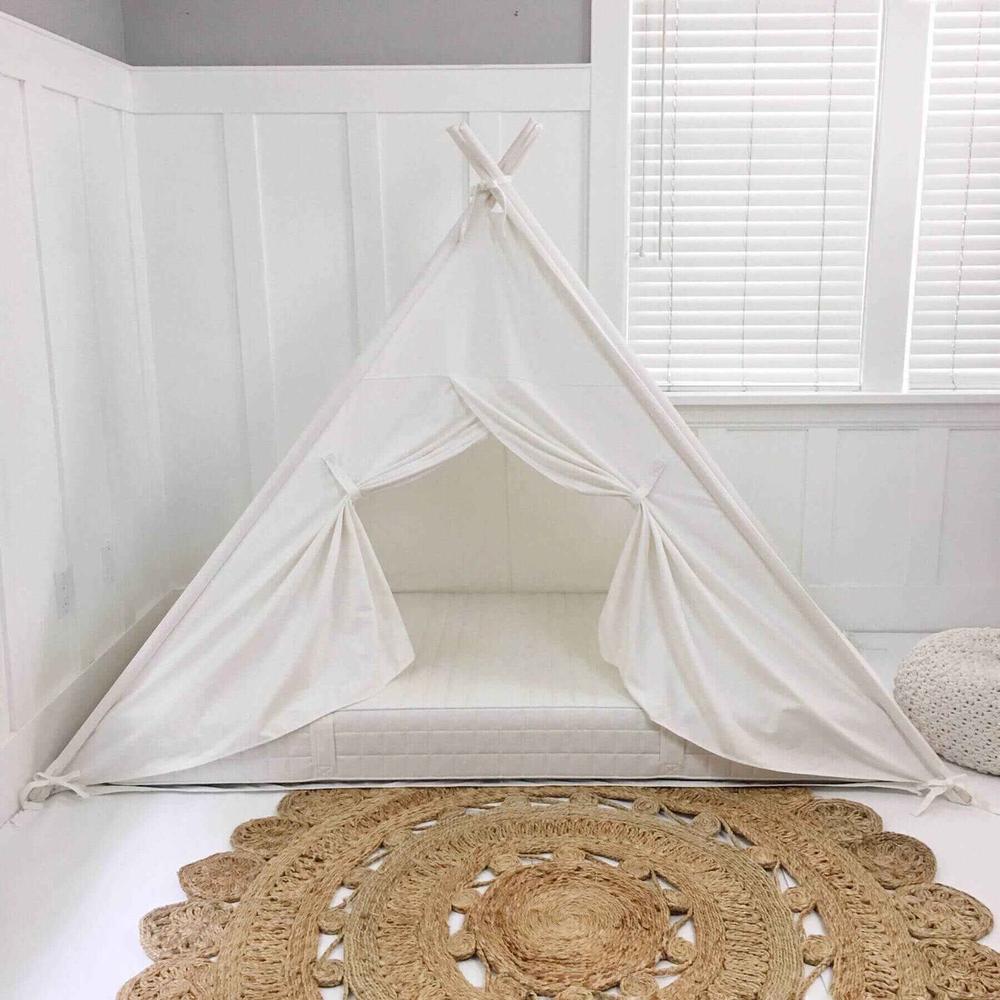 Domestic Objects Play Tent Canopy With Doors, White, Twin