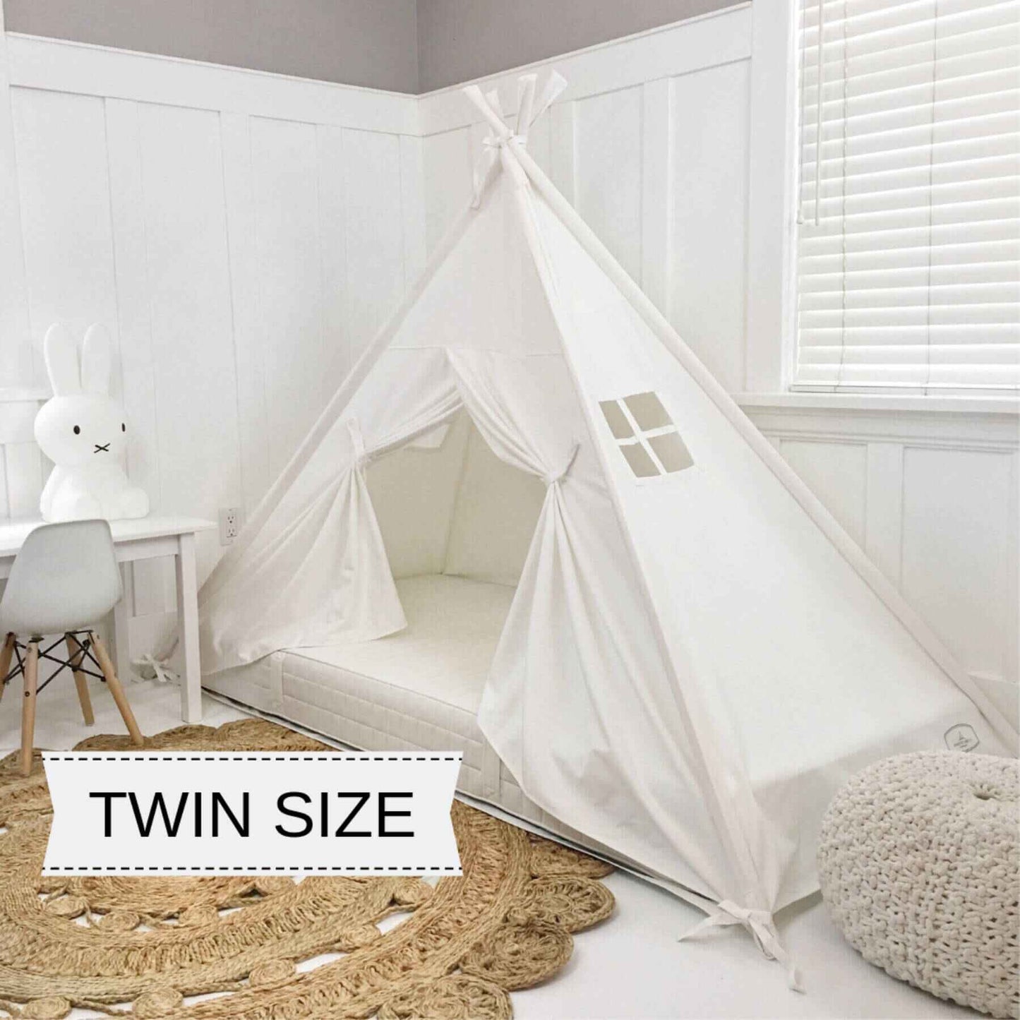 Domestic Objects Play Tent Canopy With Doors, White, Twin