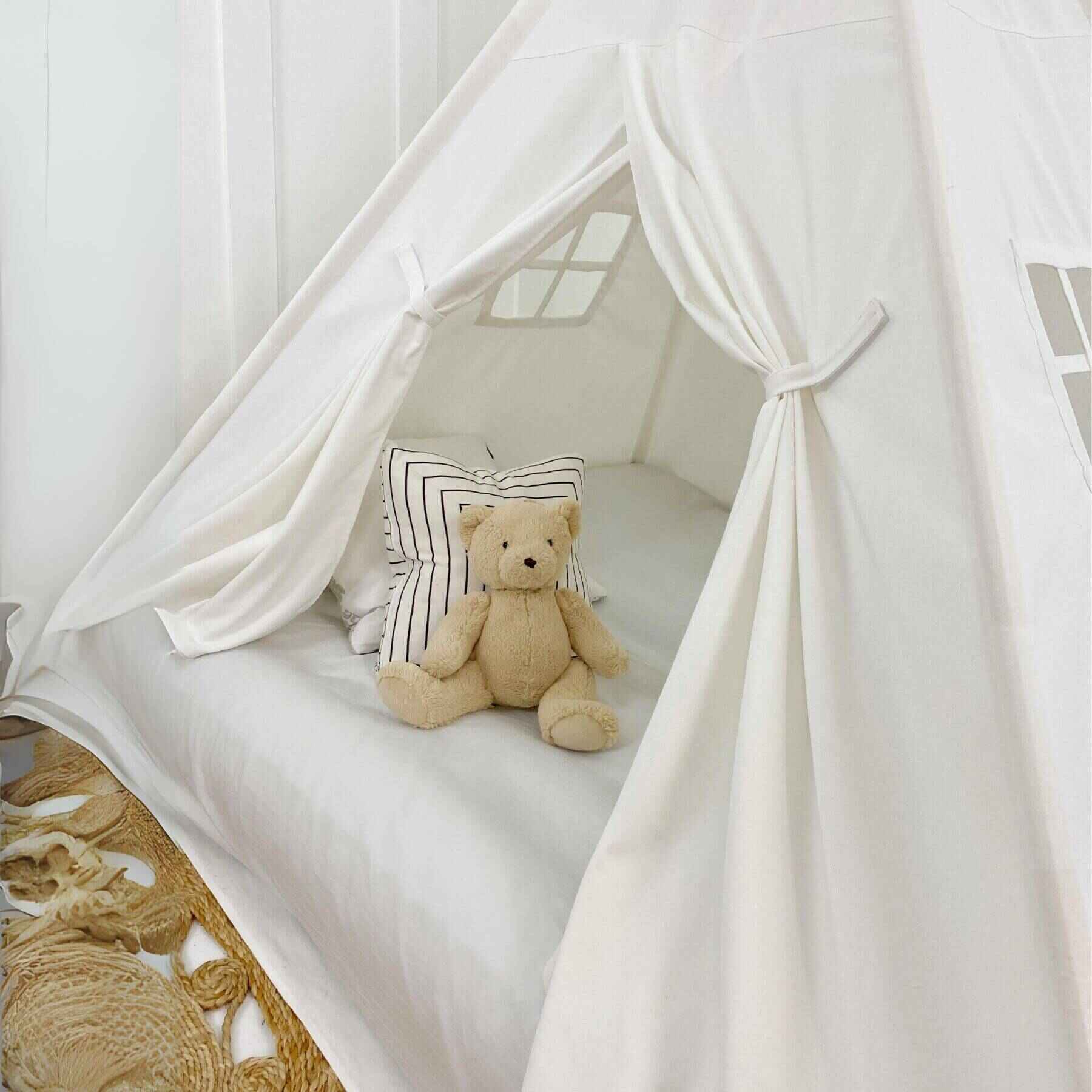 Detail of Domestic Objects Play Tent Canopy With Doors, White, Double