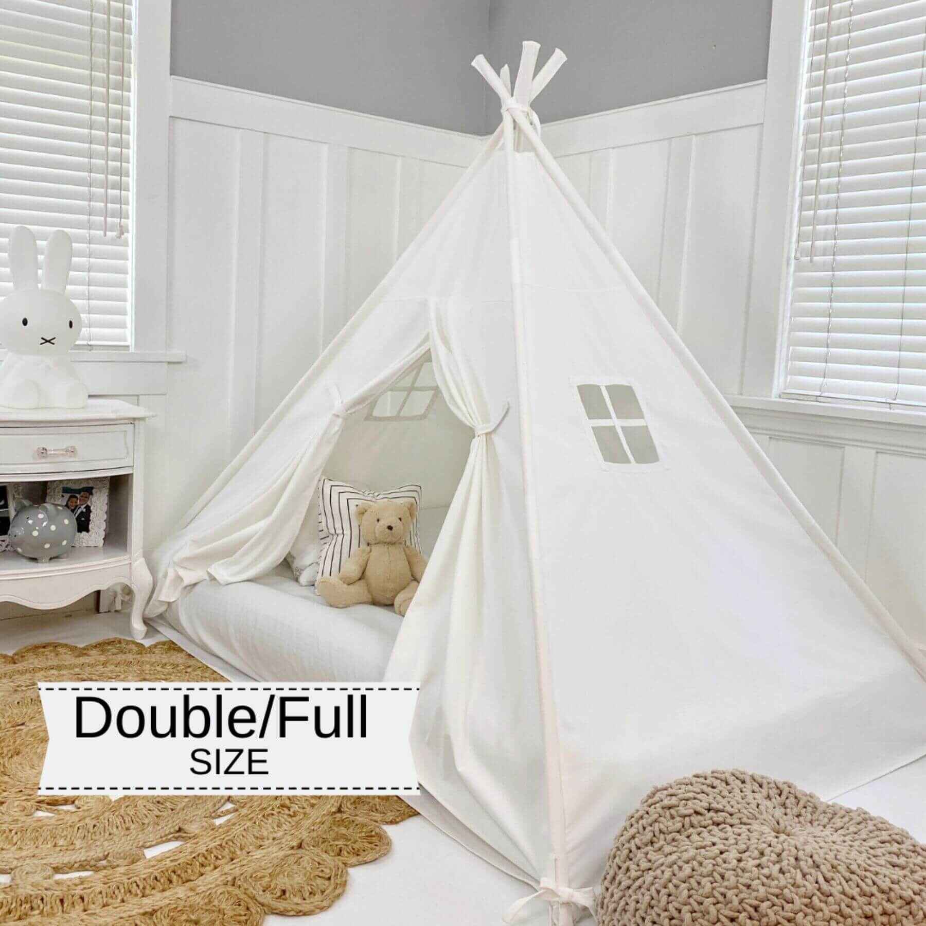 Domestic Objects Play Tent Canopy With Doors, White, Double