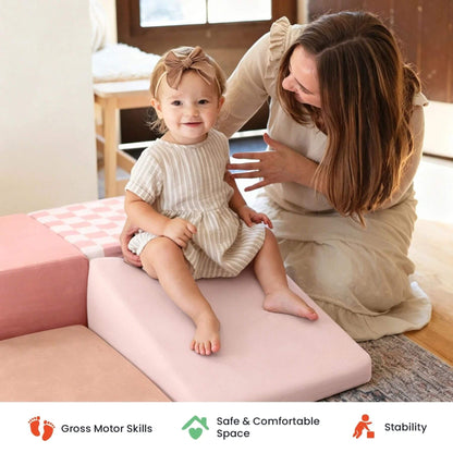 Mom and baby playing Tiny Land® PlayNest Climbing Blocks - Violet