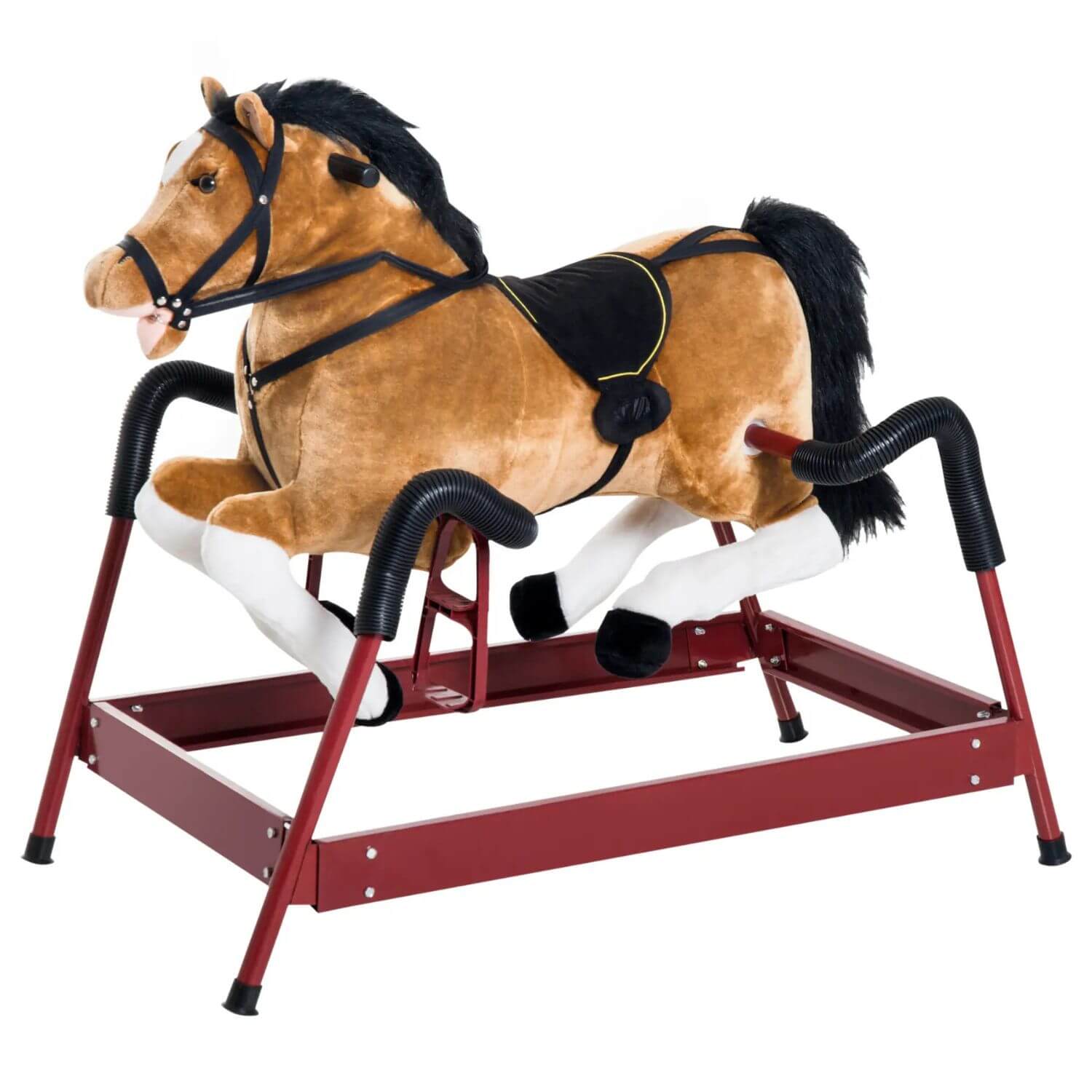 Qaba Durable Kids Plush Spring Rocking Horse Brown