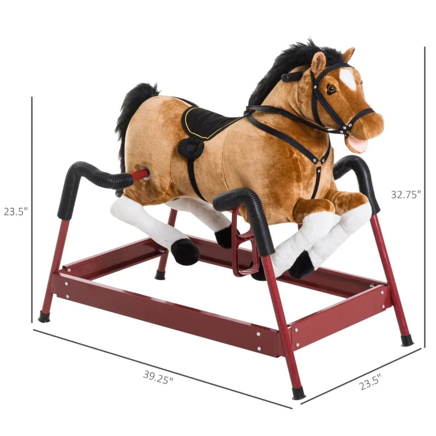 Qaba Durable Kids Plush Spring Rocking Horse Brown