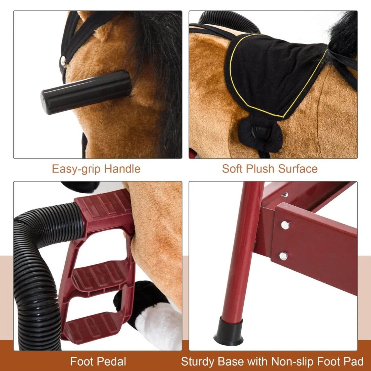 Details of Qaba Durable Kids Plush Spring Rocking Horse Brown