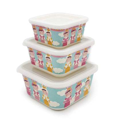 Primo Passi Bamboo Fiber Kids Food Containers, Set of 3, Metoo