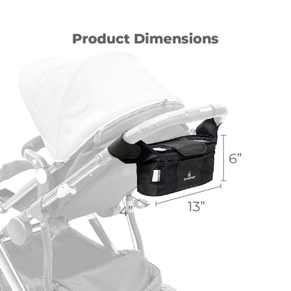 Primo Passi Stroller Handle Organizer with dimensions displayed