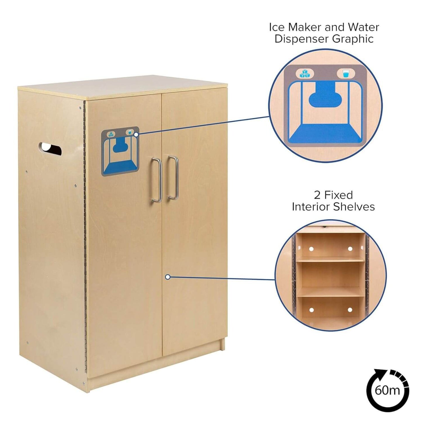 Flash Furniture Kids Wood Refrigerator For Commercial or Home Use