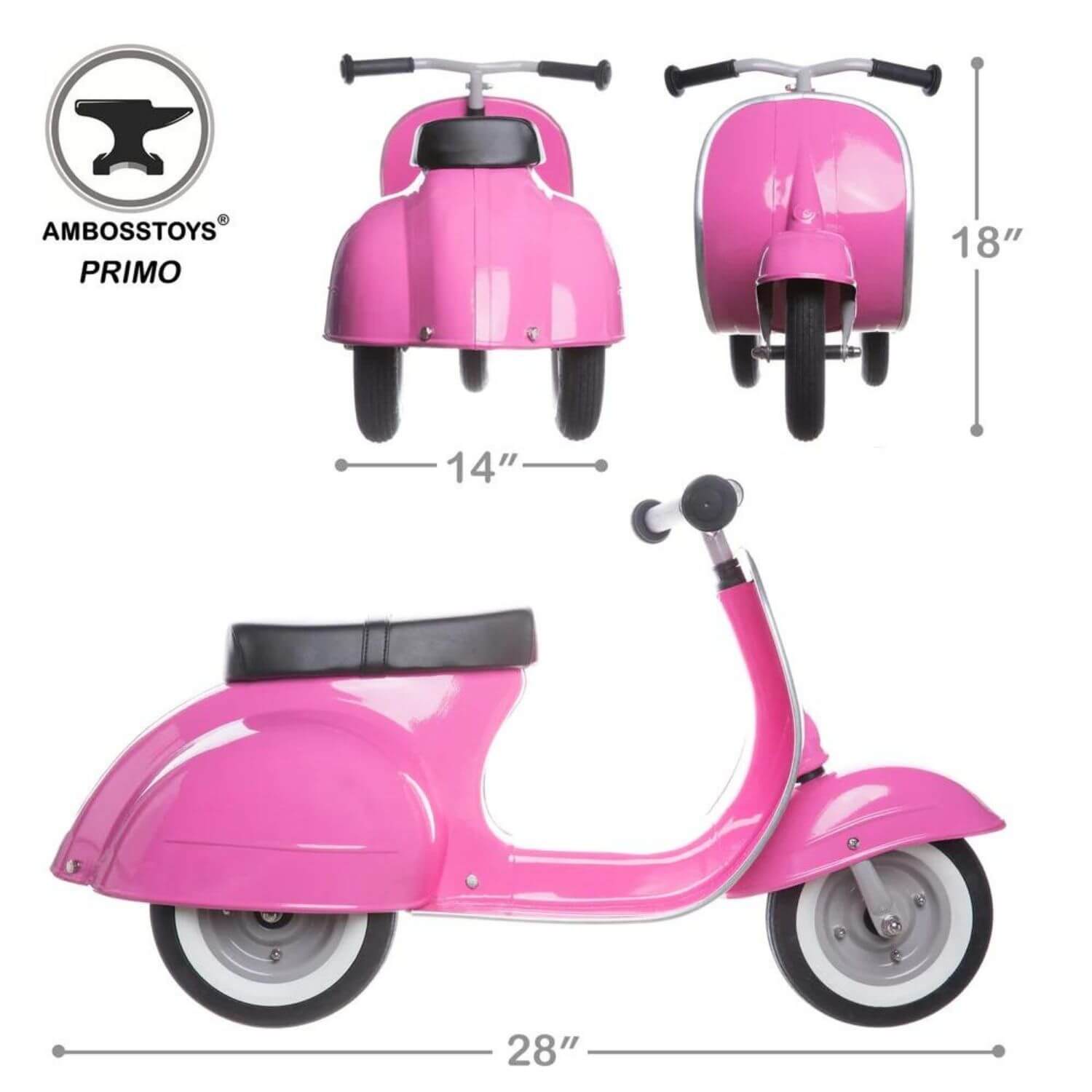 Primo Classic Ride-On Scooter Pink - Dimensions