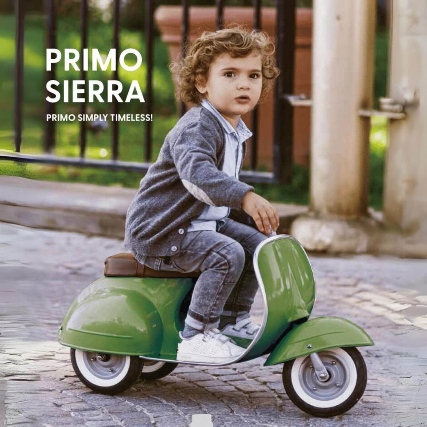 Primo Sierra Ride-On & Brown Seat Scooter Green - Lifestyle