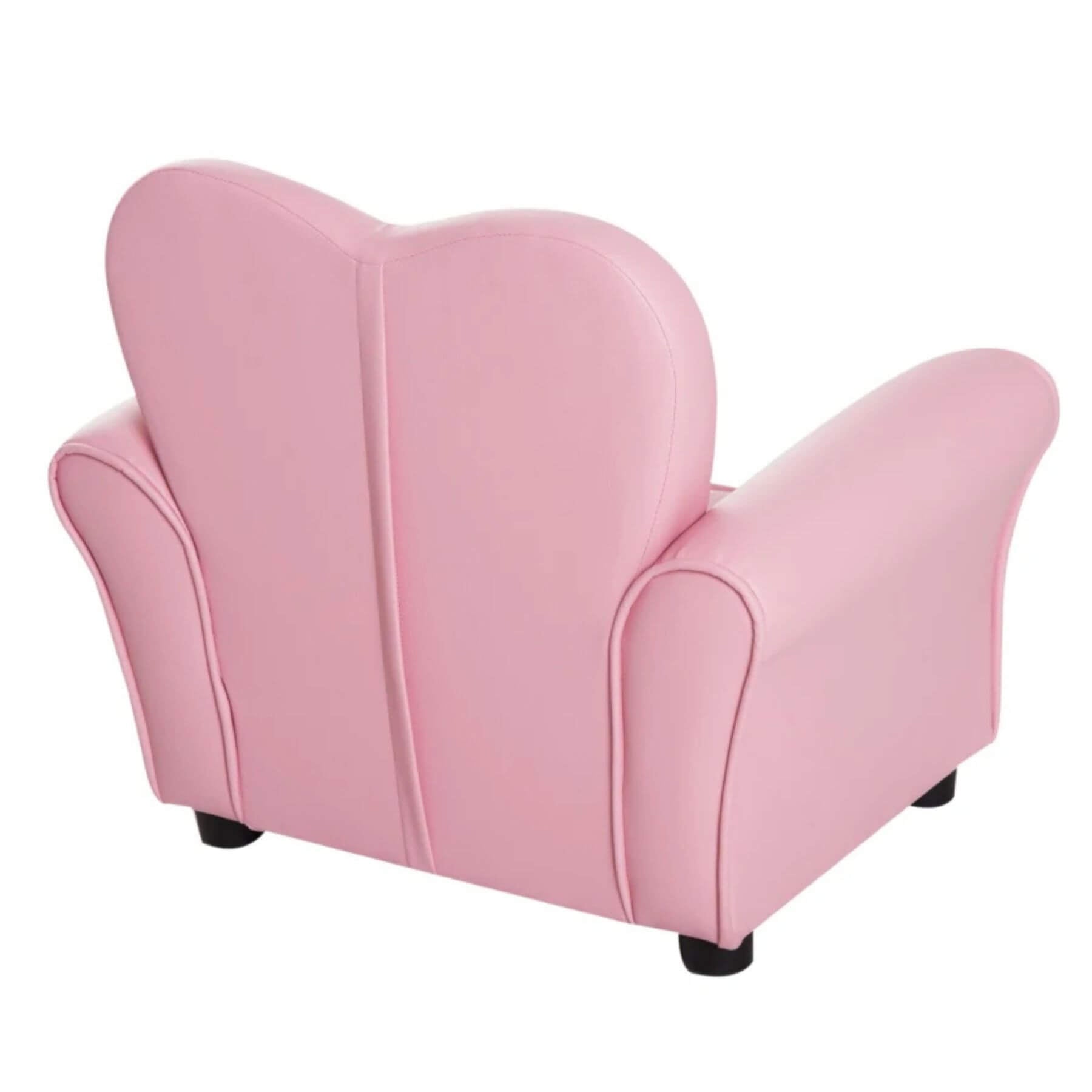 Back View of Qaba Princess Couch with Diamond Decoration for Preschool Child Pink