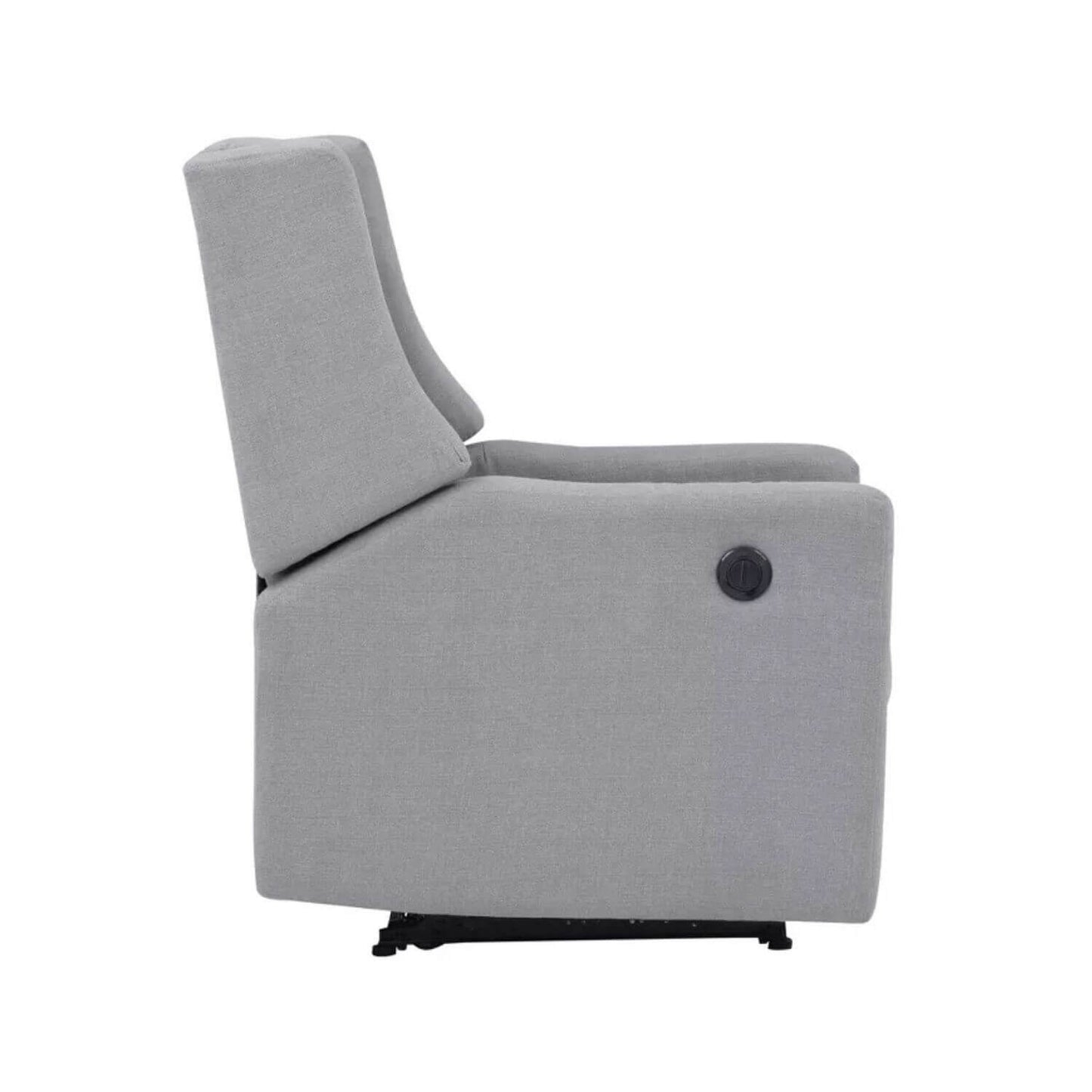 Side View of Pronto Power Recliner Oyster Gray Fabric