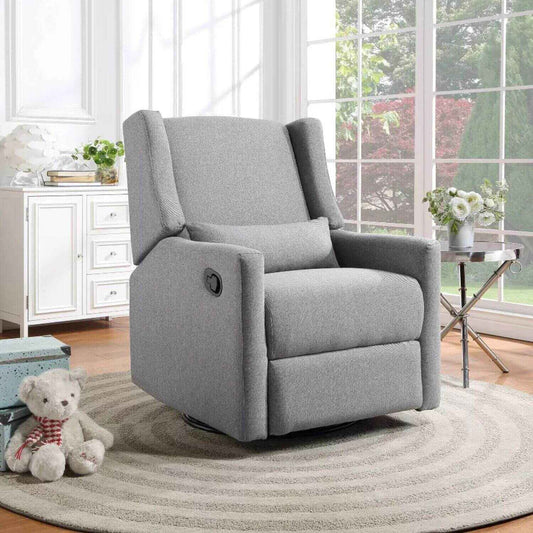 Pronto Swivel Glider Recliner with Pillow Rich Gray Fabric