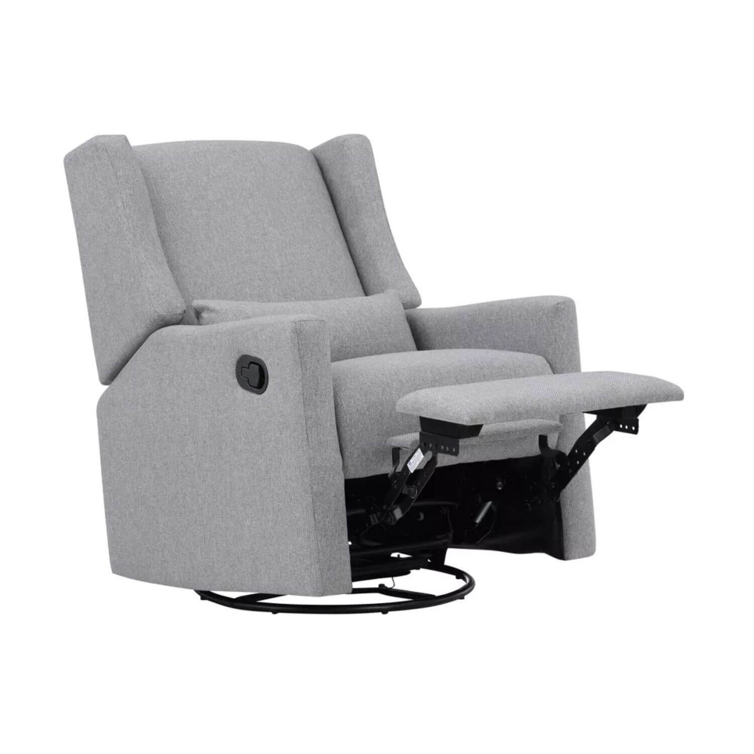 Pronto Swivel Glider Recliner with Pillow Rich Gray Fabric